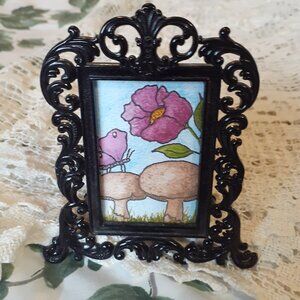 Cottagecore Inspired Mini Watercolor and Ink Mushroom Painting